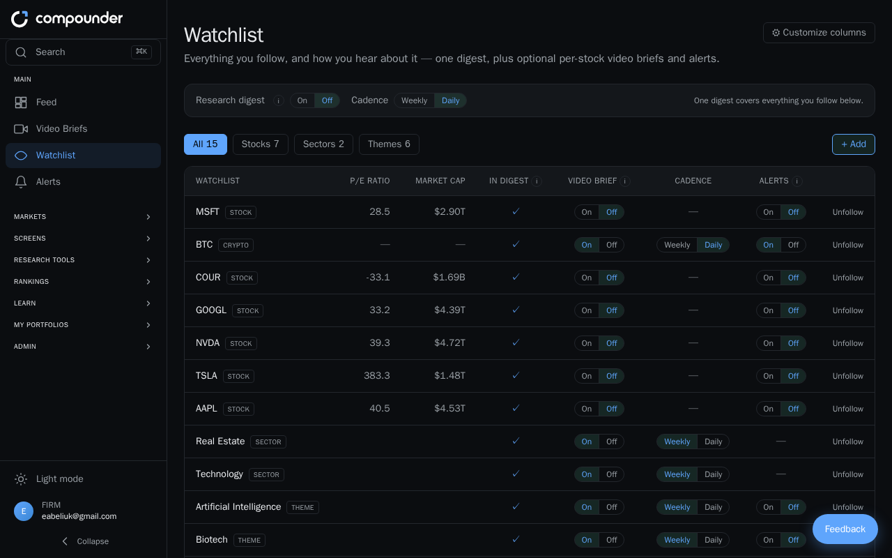 Managing Your Watchlist: Follow Stocks, Configure Digests, and Set Up Video Briefs